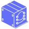 Blue hexagon icon with abstract dots