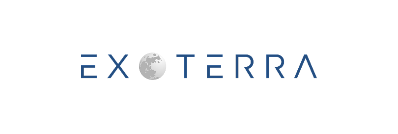 Exoterra logo with stylized Earth symbol