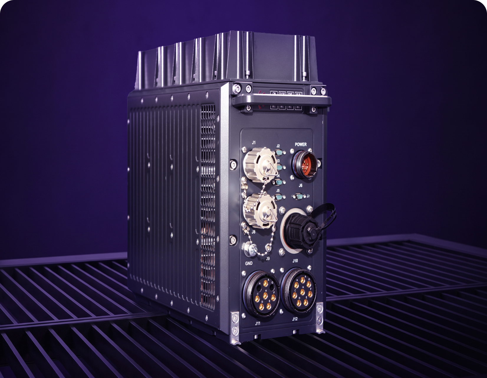 Industrial electronic device on purple background