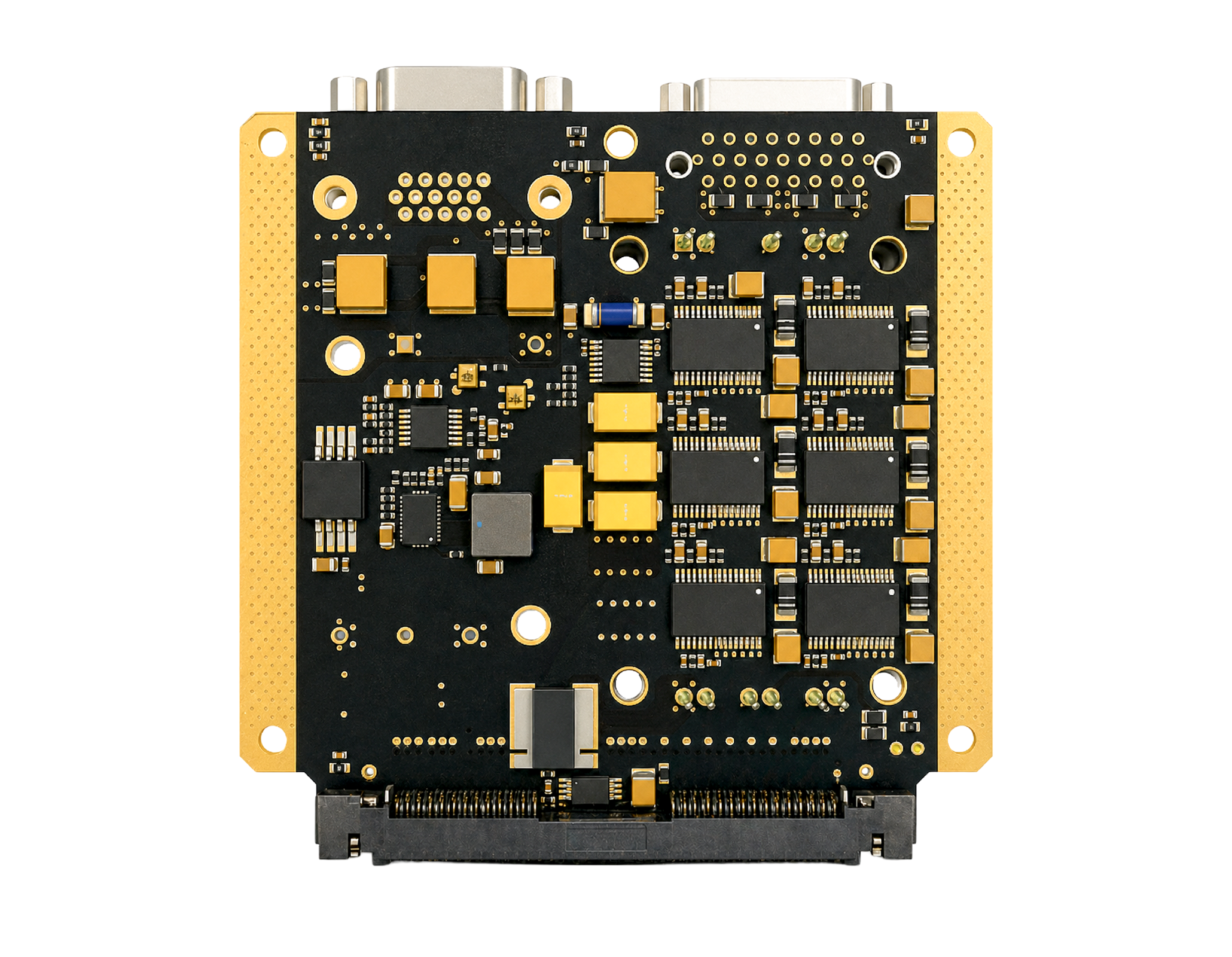 Close-up of electronic circuit board with components.