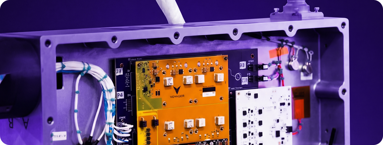 Electronic circuit boards inside a control box