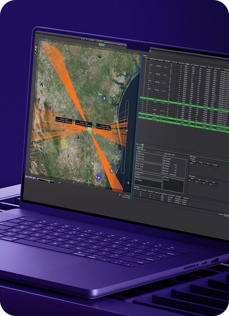 Laptop displaying radar and data analysis software
