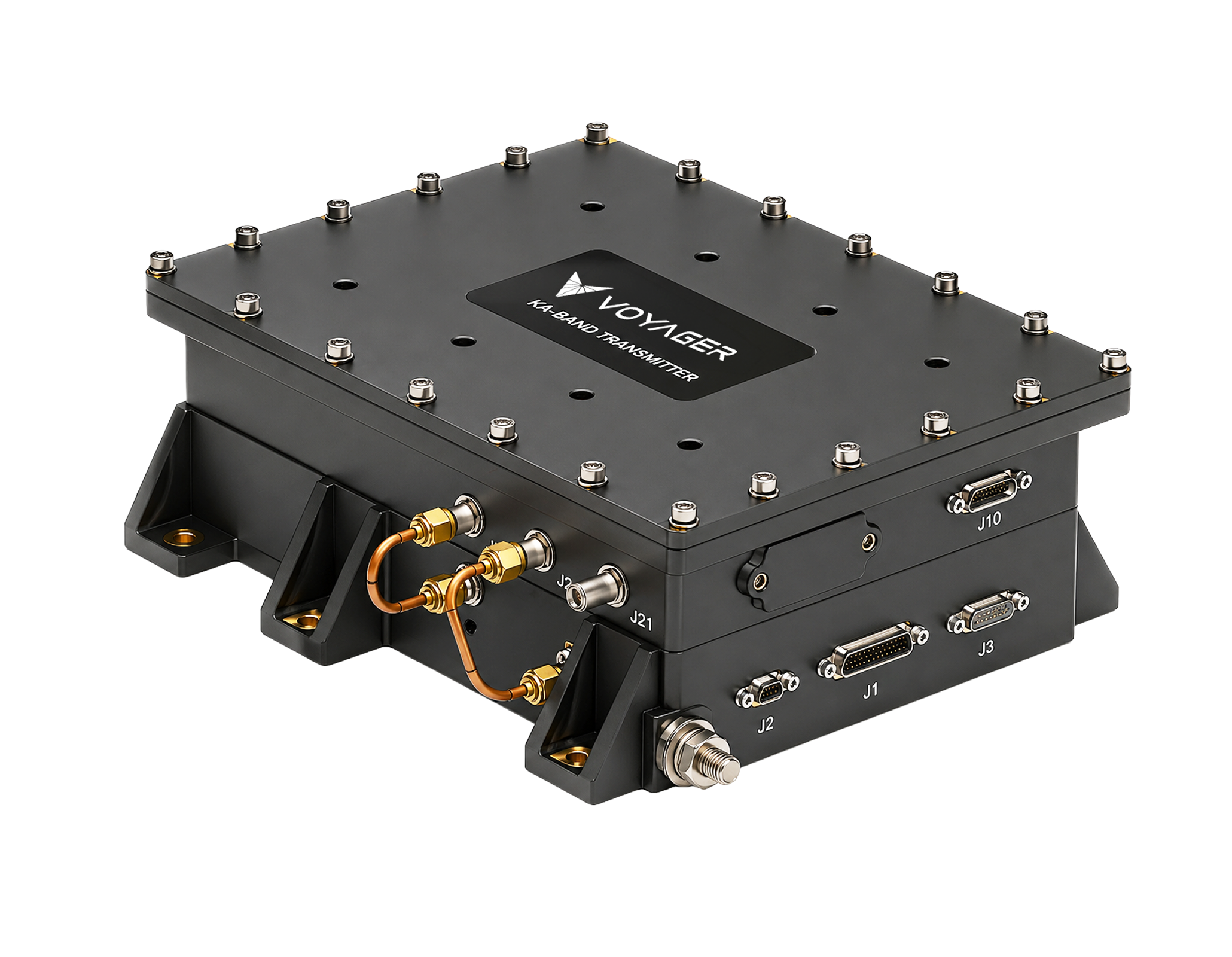 Black KA-band transmitter device with connectors.