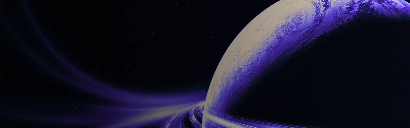 Abstract planet with purple light trails