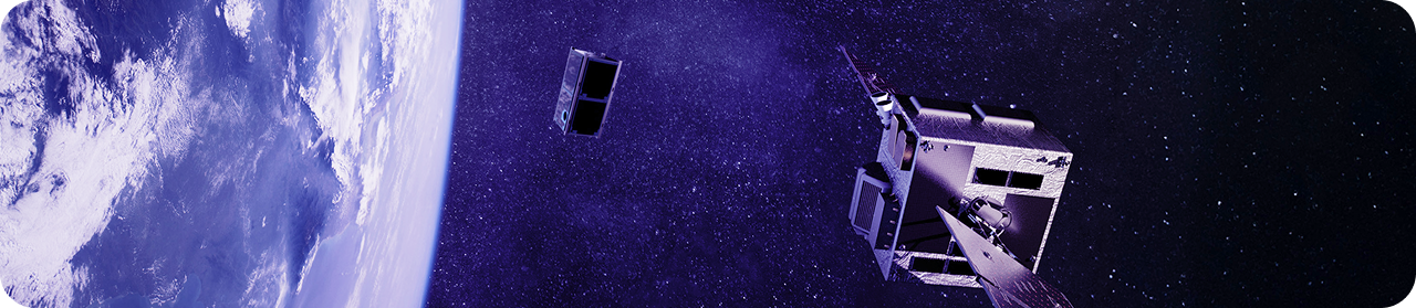 Satellites orbiting Earth in space