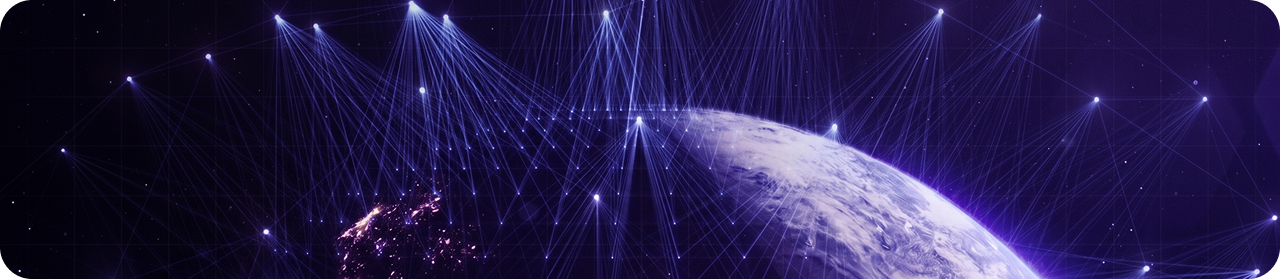 Earth with digital network connections in space