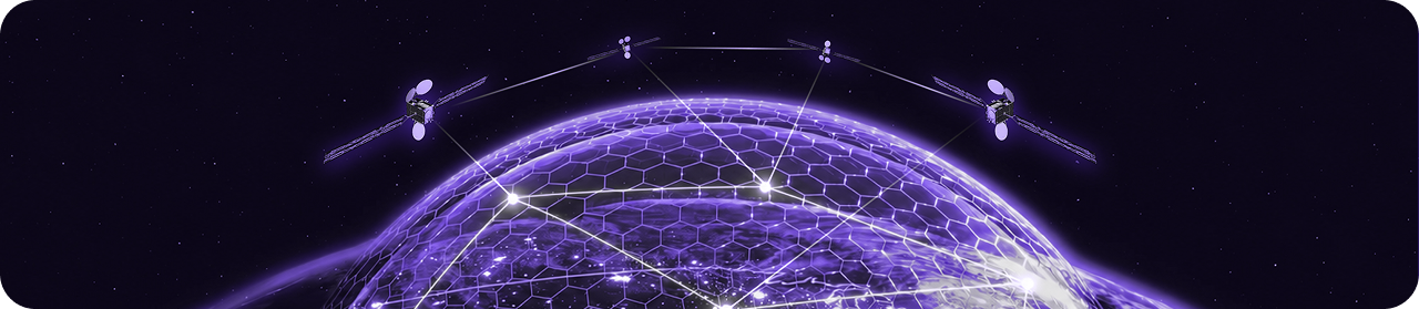 Futuristic digital globe with satellites in space