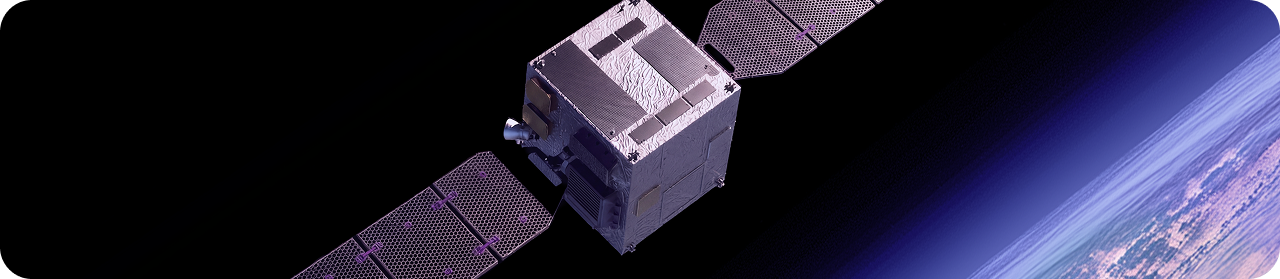 Satellite orbiting Earth in space